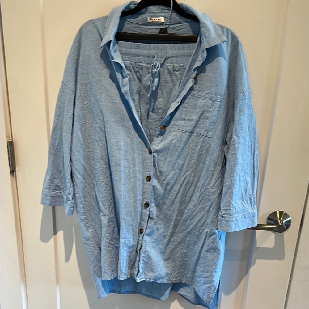 Saylor Light Blue Button-Up Relaxed Shirt